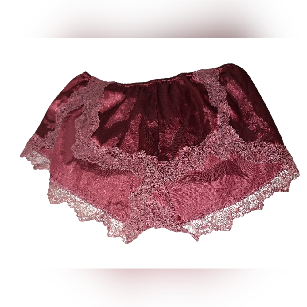 Lace-Trim Satin Women's Shorts Panty - Dusty Rose